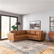 Everdale Modern Living Room Symmetrical Corner Tan Leather Sectional Sofa