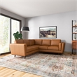 Everdale Modern Living Room Symmetrical Corner Tan Leather Sectional Sofa
