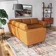 Everdale Modern Living Room Symmetrical Corner Tan Leather Sectional Sofa