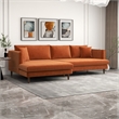 Denise Modern Living Room Orange Velvet Corner Left-Facing Sectional Sofa