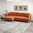 Denise Modern Living Room Orange Velvet Corner Left-Facing Sectional Sofa