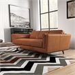 Ferris Mid-Century Pillow Back Leather Sofa Set in Tan