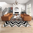 Ferris Mid-Century Pillow Back Leather Sofa Set in Tan