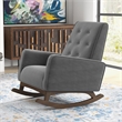 Walker Pillow Back Fabric Linen Nursery Rocking Chair in Dark Gray (Set of 2)