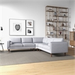 Marinelli Modern L-Shaped Pillow Back Fabric Corner Sofa in Light Grey