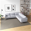 Marinelli Modern L-Shaped Pillow Back Fabric Corner Sofa in Light Grey