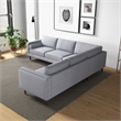 Marinelli Modern L-Shaped Pillow Back Fabric Corner Sofa in Light Grey