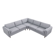 Marinelli Modern L-Shaped Pillow Back Fabric Corner Sofa in Light Grey