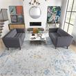 Kartmes Mid Century Modern Furniture Style Linen Sofa Set in Dark Gray