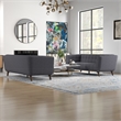 Kartmes Mid Century Modern Furniture Style Linen Sofa Set in Dark Gray