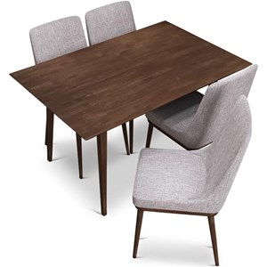 Reaks Mid Century Modern Solid Wood Walnut 5 Piece Dining Room & Kitchen Set
