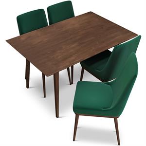 Rotor Modern Small Kitchen Solid Wood Walnut Table Dining Furniture Set