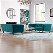 Kartmes Mid-Century Modern Living Room Velvet Sofa Set in Turquoise