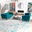 Kartmes Mid-Century Modern Living Room Velvet Sofa Set in Turquoise