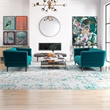 Kartmes Mid-Century Modern Living Room Velvet Sofa Set in Turquoise