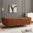 Clodette Mid Century Modern Living Room Genuine Leather Cognac Tan Sofa
