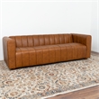 Faroe Mid-Century Modern Genuine Leather Sofa in Cognac Tan