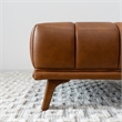 Allen Mid-Century Tufted Tight Back Leather Upholstered Ottoman in Tan