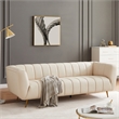 Clodette Mid Century Modern Living Room Genuine Leather Cream Sofa