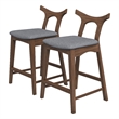 Ashcroft Aversa Fabric Upholstered Counter Stool in Gray (Set of 2)