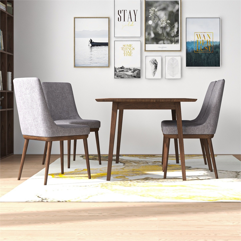 Alena Modern Solid Wood Walnut 5 Piece Dining Room & Kitchen Set
