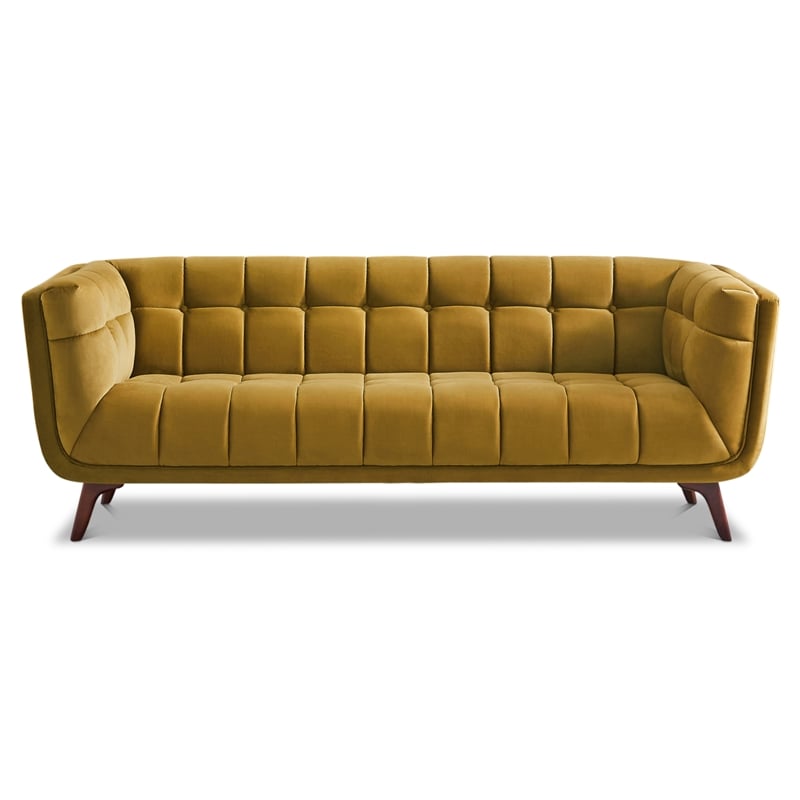 Alosio Mid-Century Modern Chesterfield Tufted Back Gold Velvet Living Room Sofa