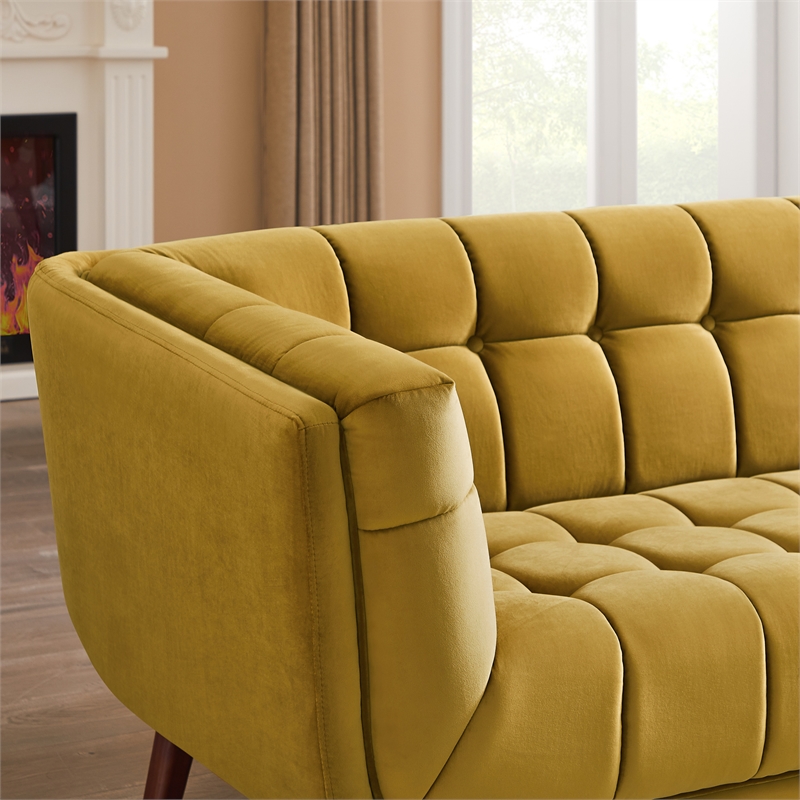 Alosio Mid-Century Modern Chesterfield Tufted Back Gold Velvet Living Room Sofa