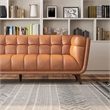 Tupper Modern Chesterfield Tufted Leather Living Room Sofa in Tan