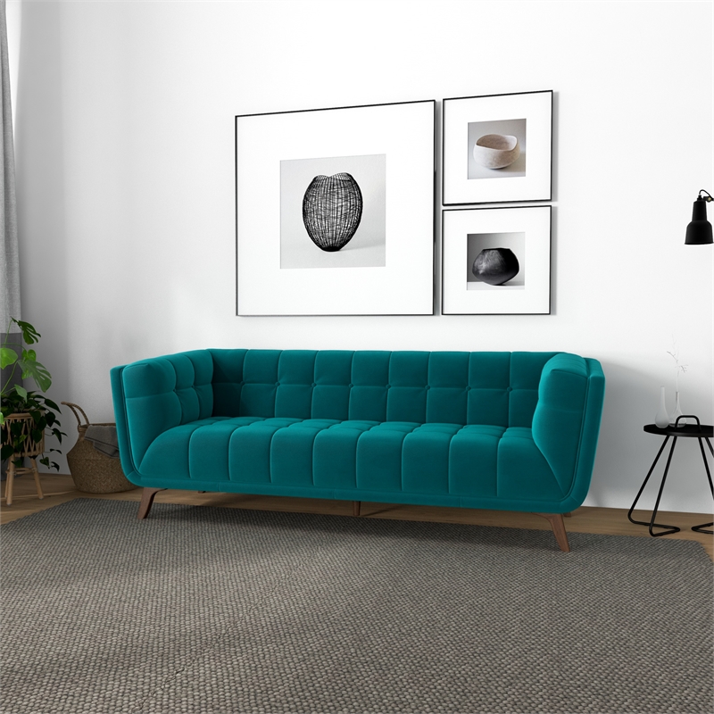 Alosio Modern Chesterfield Turquoise Velvet 86