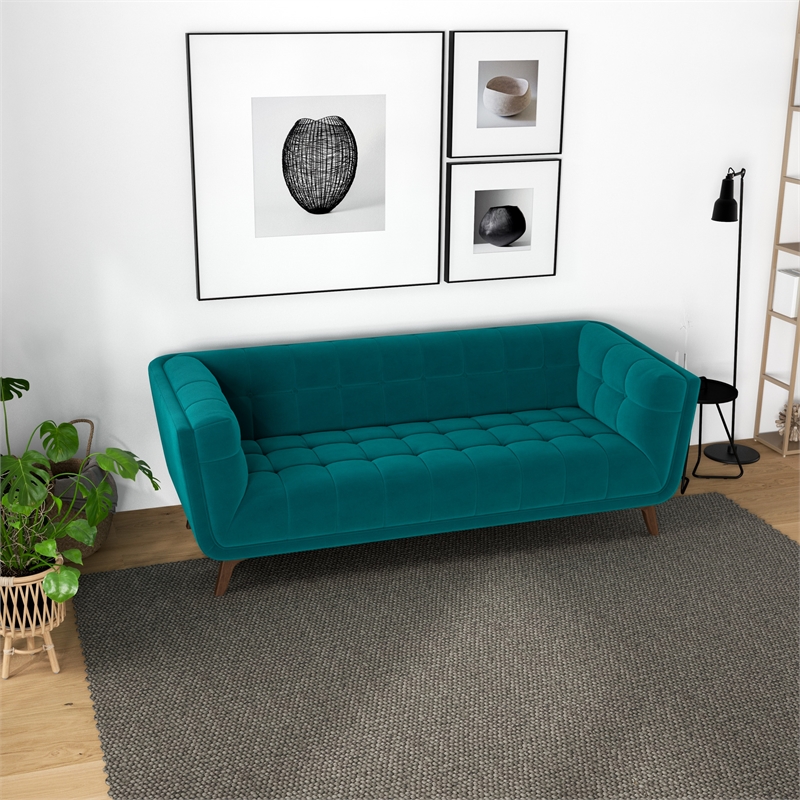 Alosio Modern Chesterfield Turquoise Velvet 86
