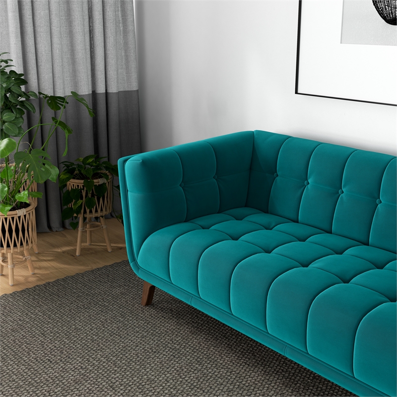 Alosio Modern Chesterfield Turquoise Velvet 86