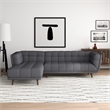 Allen Mid Century Modern Living Room Corner Gray Fabric Sectional Sofa