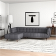 Allen Mid Century Modern Living Room Corner Gray Fabric Sectional Sofa