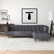 Allen Mid Century Modern Living Room Corner Fabric Linen Sectional Sofa in Gray