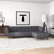 Allen Mid Century Modern Living Room Corner Fabric Linen Sectional Sofa in Gray