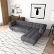 Allen Mid Century Modern Living Room Corner Fabric Linen Sectional Sofa in Gray