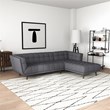 Allen Mid Century Modern Living Room Corner Fabric Linen Sectional Sofa in Gray