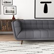 Allen Mid Century Modern Living Room Corner Fabric Linen Sectional Sofa in Gray