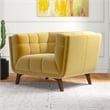 Arcadia Modern Tufted Tight Back Velvet Upholstered Lounge Chair in Dark Yellow