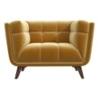 Arcadia Modern Tufted Tight Back Velvet Upholstered Lounge Chair in Dark Yellow