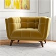 Arcadia Modern Tufted Tight Back Velvet Upholstered Lounge Chair in Dark Yellow