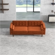 Kearney Mid-Century Modern Tufted Tight Back Velvet Upholstered Sofa in Orange