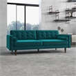 Madoc Mid Century Upholstered Tufted Back Turquoise Velvet Sofa