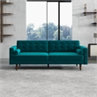 Madoc Mid Century Upholstered Tufted Back Turquoise Velvet Sofa