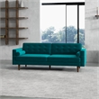 Madoc Mid Century Upholstered Tufted Back Turquoise Velvet Sofa