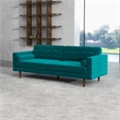 Madoc Mid Century Upholstered Tufted Back Turquoise Velvet Sofa