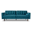 Madoc Mid Century Upholstered Tufted Back Turquoise Velvet Sofa