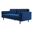Cesena Mid-Century Pillow Back Velvet Upholstered Loveseat in Blue