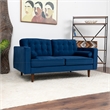 Cesena Mid-Century Pillow Back Velvet Upholstered Loveseat in Blue