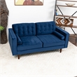 Cesena Mid-Century Pillow Back Velvet Upholstered Loveseat in Blue